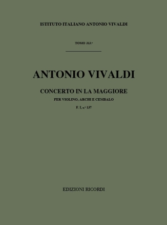 A. Vivaldi Concerti Per Vl., Archi E B.C.: In La Rv 353 Concert for Violin