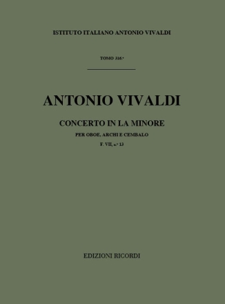 Concerti  in La Minore RV 463 per oboe, archi e cembalo partitura