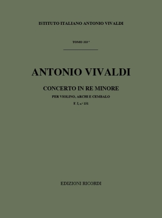 A. Vivaldi Concerti Per Vl., Archi E B.C.: In Re Min. Rv 245 Concerti Per Violino