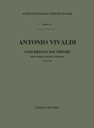 A. Vivaldi Concerti Per Vl., Archi E B.C.: In Sol Min. Rv 319 Concert for Violin