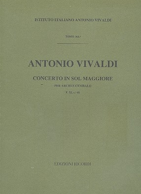 Concerto in sol maggiore Rv146 per archi e cembalo partitura