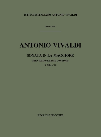 A. Vivaldi Sonate Per Vl. E B.C.: In La Rv 29 Sonate Per Violino