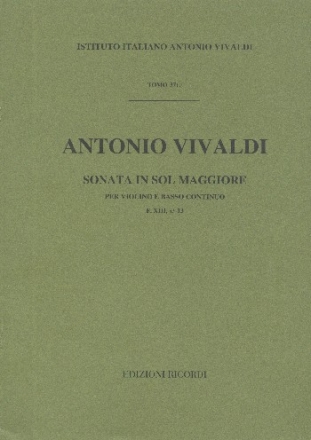 Sonata in sol maggiore F.XIII:13 (RV25) per violino e basso continuo partitura