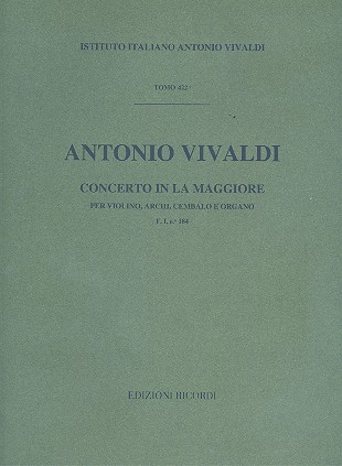 Concerto in la maggiore per violino, archi, cembalo e organo partitura