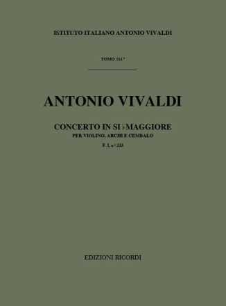 A. Vivaldi Concerti Per Vl., Archi E B.C.: In Si Bem. Rv 382 Concerti Per Violino