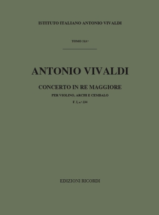 A. Vivaldi Concerti Per Vl., Archi E B.C.: In Re Rv 227 Concerti Per Violino