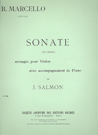 Sonate sol majeur pour violon et piano