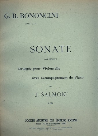 Sonate en la mineur R386 pour violoncelle et piano