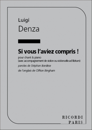 Denza Si Vous l'Aviez Compris Vocal and Piano