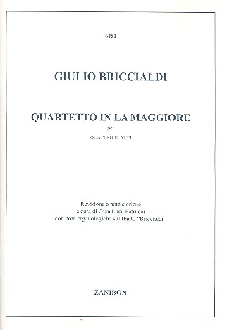 Quartetto in la maggiore per 4 flauti partitura e parti