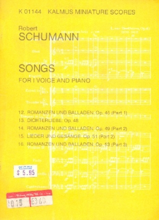 Songs (Selections) for voice and piano study score