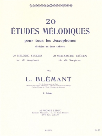 20 tudes Mlodiques vol.1 (no.1-10) pour tous les saxophones