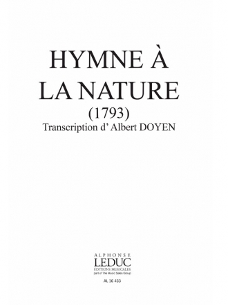 Hymne  la Nature (1793) pour choeur mixte (SAT/TB) sans accompagnement partition