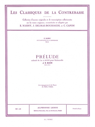 BACH J.S./NANNY CLASSIQUE CONTREBASSE N006 SUITE N02 POUR VIOLONCELLE:PRELUDE