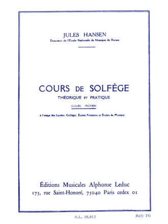 HANSEN SOLFEGE THEORIQUE ET PRATIQUE COURS MOYEN