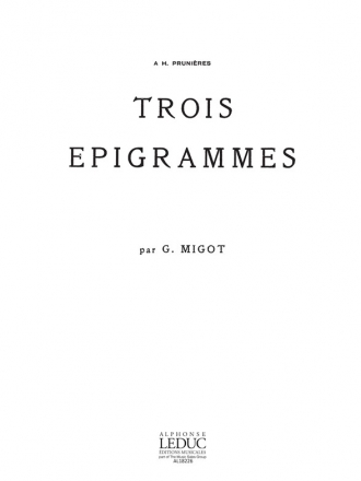 MIGOT 3 EPIGRAMMES PIANO