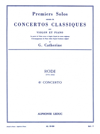 RODE/CATHERINE PREMIERS SOLOS CONCERTOS CLASSIQUES:N06 VIOLON ET PIANO