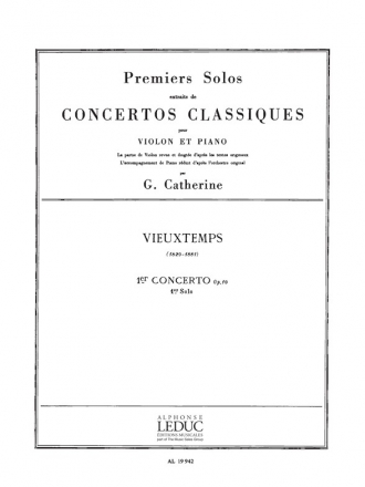 VIEUXTEMPS/CATHERINE PREMIER SOLO EXTRAIT CONCERTO N01 EN MI MAJEUR VIOLON ET PIANO