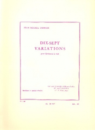 17 Variations pour flute, hautbois, clarinette, basson et cor partition et parties