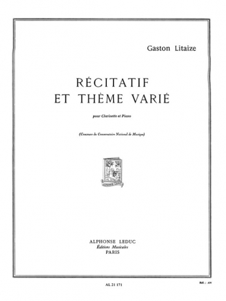 LITAIZE RECITATIF ET THEME VARIE CLARINETTE ET PIANO