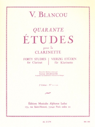 BLANCOU 40 ETUDES VOLUME 2 (21 A 40) CLARINETTE