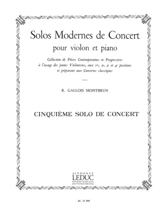 GALLOIS-MONTBRUN SOLO DE CONCERT N05 VIOLON ET PIANO