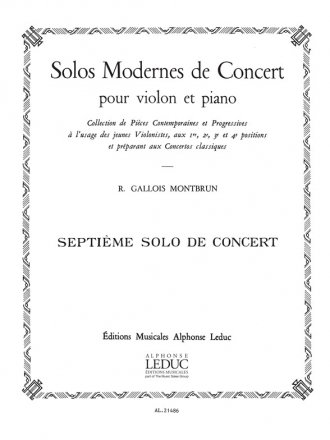 GALLOIS-MONTBRUN SOLO DE CONCERT N07 VIOLON ET PIANO