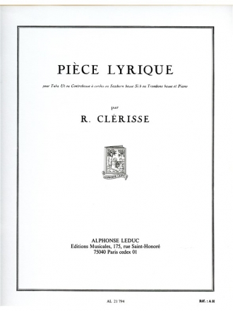 CLERISSE PIECE LYRIQUE CONTREBASSE (A CORDES) ET PIANO