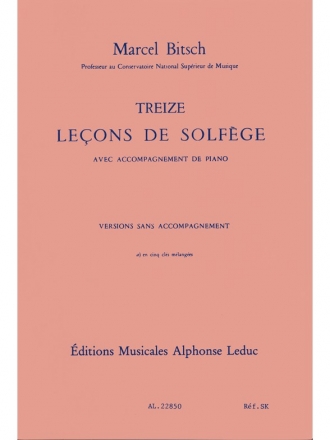 BITSCH 13 LECONS DE SOLFEGE EN 5 CLES MELANGEES SANS ACCOMPAGNEMENT