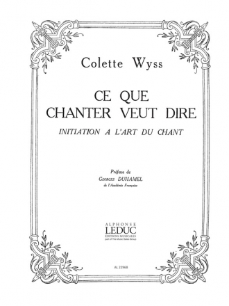 WYSS CE QUE CHANTER VEUT DIRE BL854