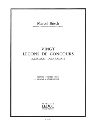 BITSCH 20 LECONS DE CONCOURS (EXERCICES D'HARMONIE) LIVRE DU MAITRE