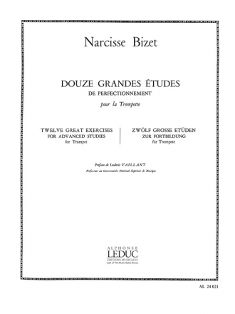 BIZET 12 GRANDES ETUDES DE PERFECTIONNEMENT TROMPETTE UT OU SIB