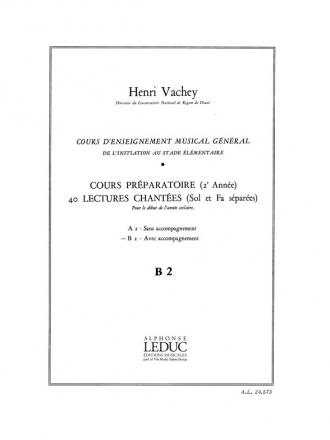 VACHEY COURS ENSEIGNT MUSICAL GENERAL 2EME ANNEE(PREP.)40 LECT.2 CLES DEB ANNEE A/AC(B2)