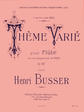 BUSSER THEME VARIE OP68 FLUTE ET PIANO