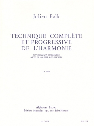 FALK TECHNIQUE COMPLETE ET PROGRESSIVE DE L'HARMONIE VOLUME 2