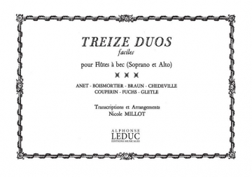 13 Duos faciles pour 2 flutes  bec (soprano et alto)