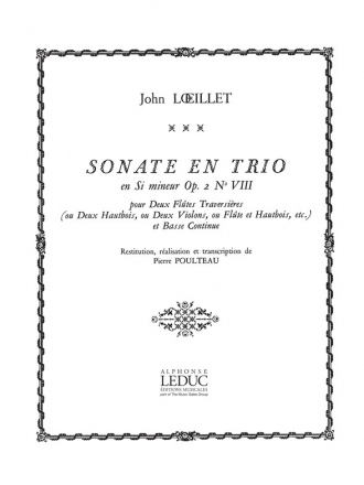 Sonate en trio en si mineur op.2,8 pour 2 fltes (hautbois/violons/flte et hautbois) et Bc