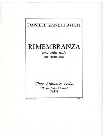 ZANETTOVICH RIMEMBRANZA FLUTE SEULE