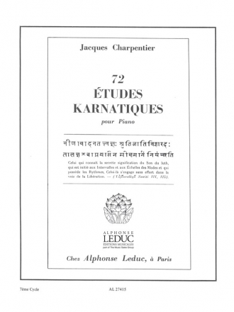 CHARPENTIER J. 72 ETUDES KARNATIQUES CYCLE 07/PIANO