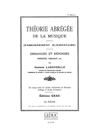 LARONDELLE THEORIE ABREGEE DE LA MUSIQUE QUESTIONS ET REPONSES