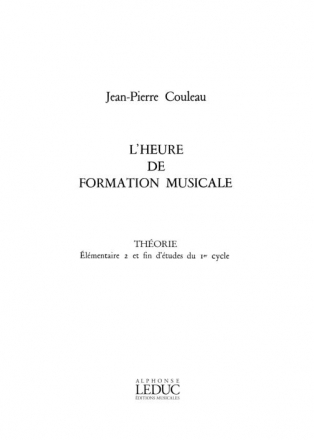 COULEAU HEURE DE FORMATION MUSICALE ELEMENTAIRE 2 ET FIN D'ETUDES 1ER CYCLE/THEORIE