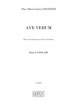 Ave verum pour choeur  l'unisson (voix moyennes)