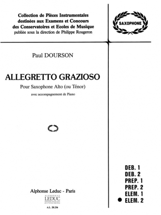 DOURSON ALLEGRETTO GRAZIOSO SAXOPHONE MIB (OU SIB) ET PIANO (COLL.ROUGERON)