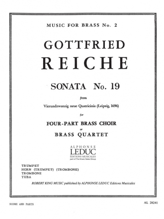 REICHE/KING SONATA N019 BRASS QUARTET/SCORE AND PARTS(PTION/PTIES)MFB002