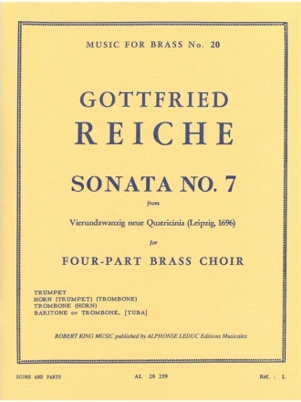 REICHE/KING SONATA N07 BRASS QUARTET/ORGAN/SCORE/PARTS(PTION/PTIES)MFB020