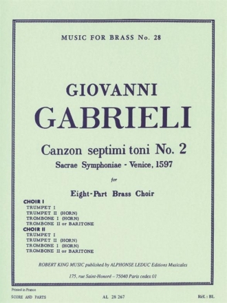 Canzon septimi toni no.2 for 8 brass instruments (ensemble) score and parts