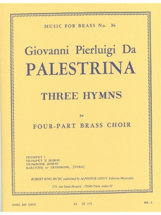 PALESTRINA/KING 3 HYMNS BRASS QUARTET/SCORE AND PARTS(PTION/PTIES)MFB036