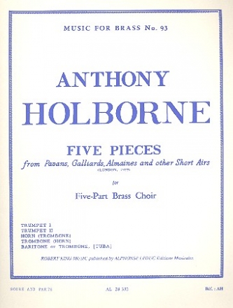 5 Pices for 5-part brass choir (Trp, Hn/Pos, Pos/Hrn, Bar/Pos/Tb) score and parts