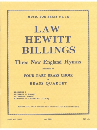 DIVERS/KING 3 NEW ENGLAND HYMNS BRASS QUARTET/SCORE AND PARTS(PTION/PTIES)MFB122