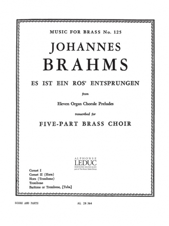 BRAHMS/NIVEN ES IST EIN ROS'ENTSPRUNGEN BRASS QUINTET/SCORE AND PARTS(PTION/PTIES)MFB125